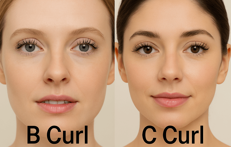 B Curl vs C Curl Lashes