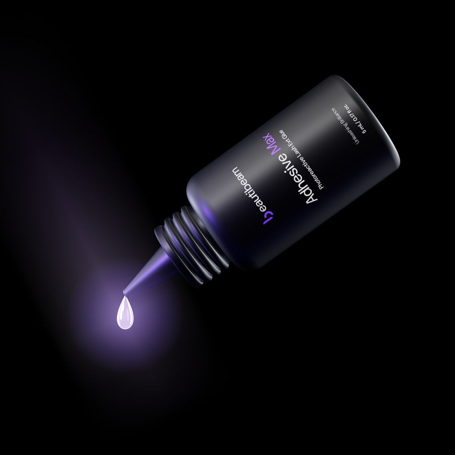 A drop of Adhesive Max curing under violet LED light